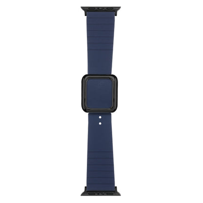 Skorter | Black square buckle silicone watch strap for Apple Watch Ultra 49mm & Watch Ultra 2 49mm / Series 9 & 8 & 7 45mm / SE 3 & SE 2 & 6 & SE & 5 & 4 44mm / 3 & 2 & 1 42mm (Midnight Blue)