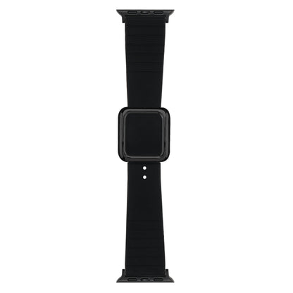 Skorter | Black Square Buckle Silicone Watch Band for Apple Watch Series 9&8&7 41mm / SE 3&SE 2&6&SE&5&4 40mm / 3&2&1 38mm (Black)