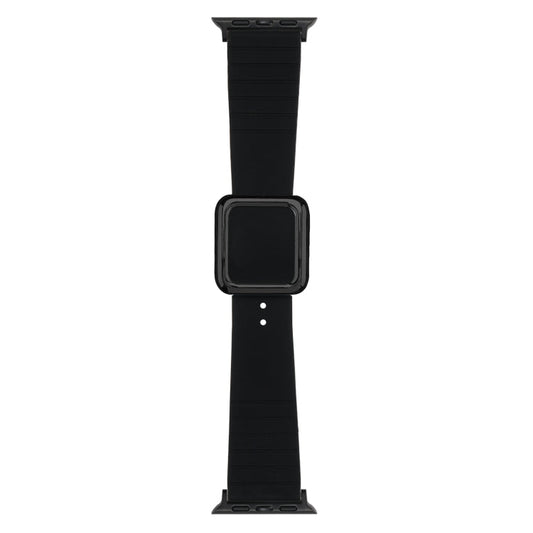 Skorter | Black Square Buckle Silicone Watch Band for Apple Watch Series 9&8&7 41mm / SE 3&SE 2&6&SE&5&4 40mm / 3&2&1 38mm (Black)