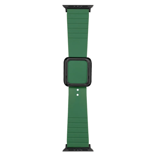 Skorter | Black Square Buckle Silicone Band for Apple Watch Series 9&8&7 41mm / SE 3&SE 2&6&SE&5&4 40mm / 3&2&1 38mm (Alfalfa Grass)