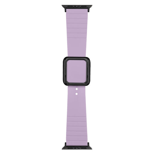 Skorter | Black square buckle silicone watch band for Apple Watch Series 9&8&7 41mm / SE 3&SE 2&6&SE&5&4 40mm / 3&2&1 38mm (Light purple)