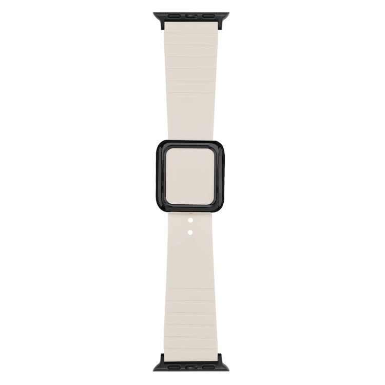 Skorter | Black Square Buckle Silicone Watch Strap for Apple Watch Series 9&8&7 41mm / SE 3&SE 2&6&SE&5&4 40mm / 3&2&1 38mm (Starlight)