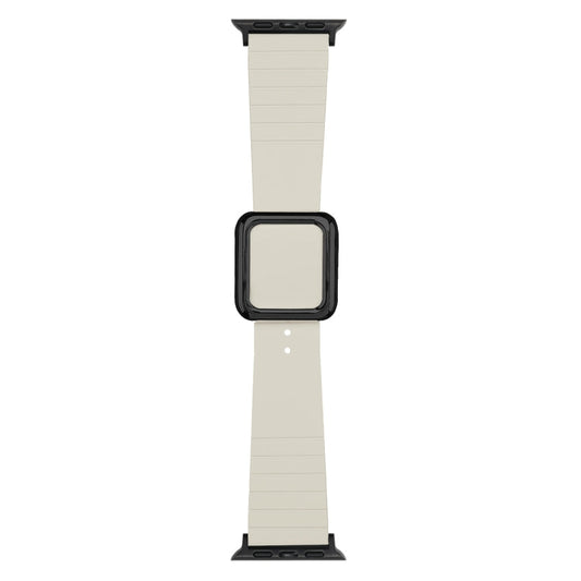 Skorter | Black square buckle silicone watch band for Apple Watch Series 9&8&7 41mm / SE 3&SE 2&6&SE&5&4 40mm / 3&2&1 38mm (Beige)