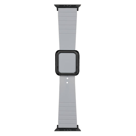 Skorter | Black square buckle silicone watch band for Apple Watch Series 9&8&7 41mm / SE 3&SE 2&6&SE&5&4 40mm / 3&2&1 38mm (Cloud Grey)