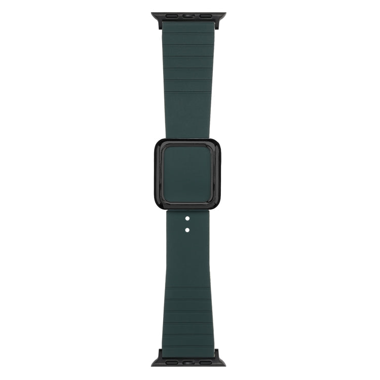 Skorter | Black square buckle silicone strap for Apple Watch Series 9&8&7 41mm / SE 3&SE 2&6&SE&5&4 40mm / 3&2&1 38mm (Olive green)