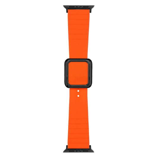 Skorter | Black square buckle silicone watch band for Apple Watch Series 9&8&7 41mm / SE 3&SE 2&6&SE&5&4 40mm / 3&2&1 38mm (Orange)