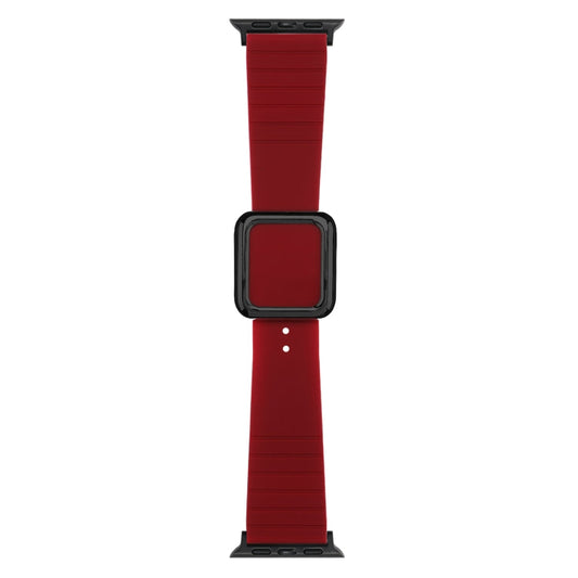 Skorter | Black square buckle silicone watch band for Apple Watch Series 9&8&7 41mm / SE 3&SE 2&6&SE&5&4 40mm / 3&2&1 38mm (Burgundy)