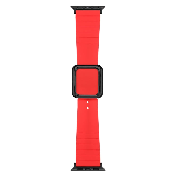 Skorter | Black square buckle silicone watch strap for Apple Watch Series 9&8&7 41mm / SE 3&SE 2&6&SE&5&4 40mm / 3&2&1 38mm (Red)
