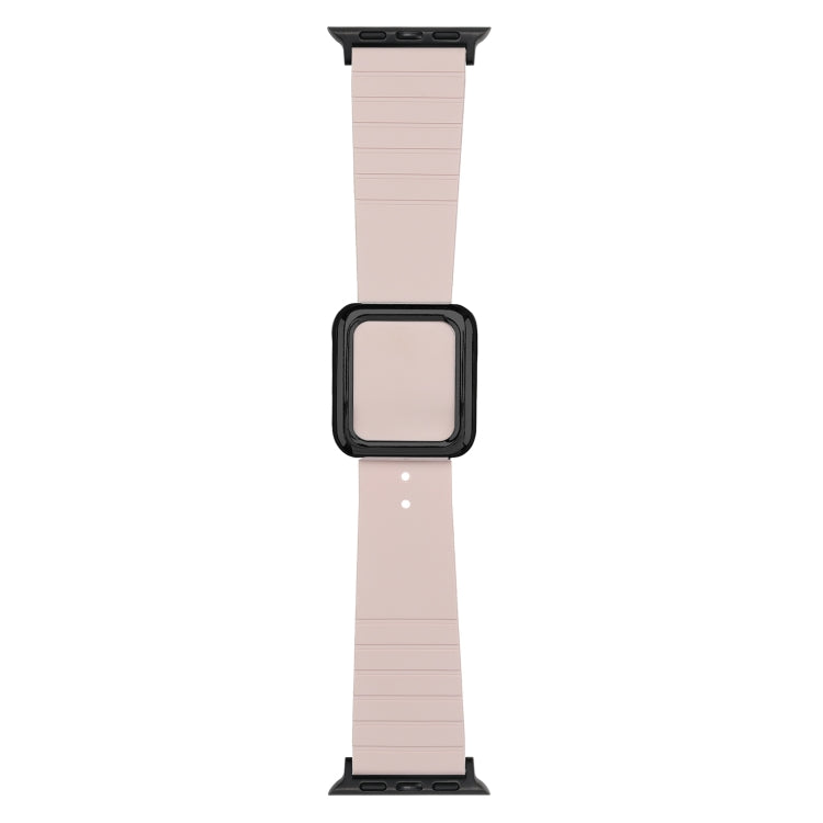 Skorter | Black Square Buckle Silicone Watch Band for Apple Watch Series 9&8&7 41mm / SE 3&SE 2&6&SE&5&4 40mm / 3&2&1 38mm (Light Pink)