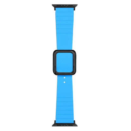 Skorter | Black Square Buckle Silicone Watch Band for Apple Watch Series 9&8&7 41mm / SE 3&SE 2&6&SE&5&4 40mm / 3&2&1 38mm (Blue)