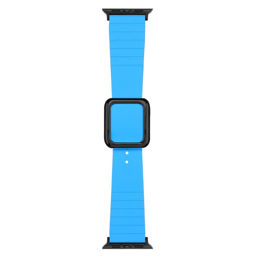 Skorter | Black Square Buckle Silicone Watch Band for Apple Watch Series 9&8&7 41mm / SE 3&SE 2&6&SE&5&4 40mm / 3&2&1 38mm (Blue)