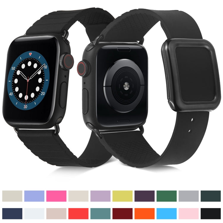 Skorter | Black Square Buckle Silicone Watch Band for Apple Watch Series 9&8&7 41mm / SE 3&SE 2&6&SE&5&4 40mm / 3&2&1 38mm (Blue)