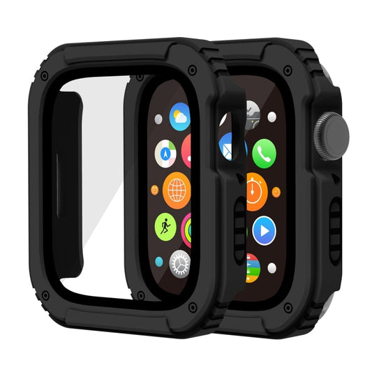 Skorter | 2 in 1 Screen Tempered Glass Film Protective Case for Apple Watch Series 9 / 8 / 7 41mm (Black)