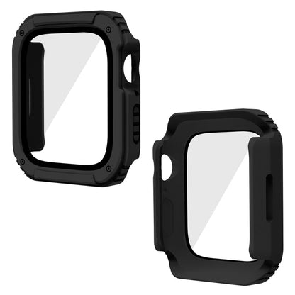 Skorter | 2 in 1 Screen Tempered Glass Film Protective Case for Apple Watch Series 9 / 8 / 7 41mm (Black)