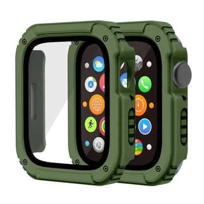 Skorter | 2 in 1 screen tempered glass film protective case for Apple Watch Series 9 / 8 / 7 41mm (Army Green)