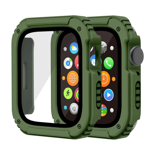 Skorter | 2 in 1 screen tempered glass film protective case for Apple Watch Series 9 / 8 / 7 41mm (Army Green)