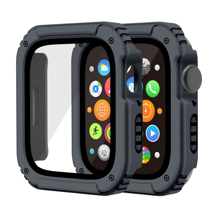 Skorter | 2 in 1 Screen Tempered Glass Film Protective Case for Apple Watch Series 9 / 8 / 7 41mm (Dark Grey)
