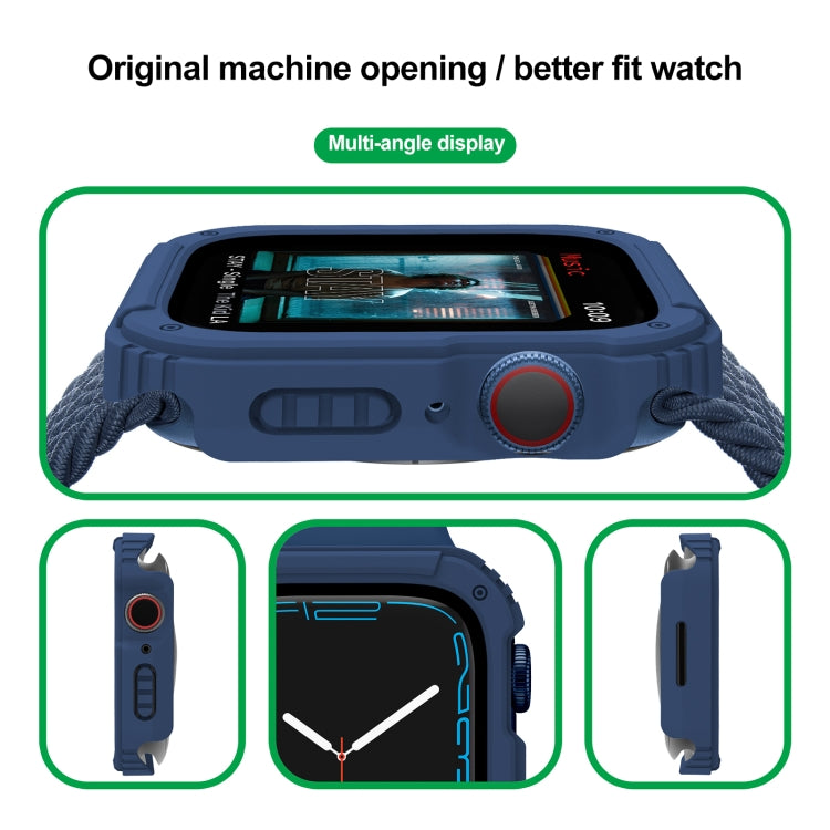 Skorter | 2 in 1 screen tempered glass film protective case for Apple Watch Series 9 / 8 / 7 41mm (Midnight Blue)