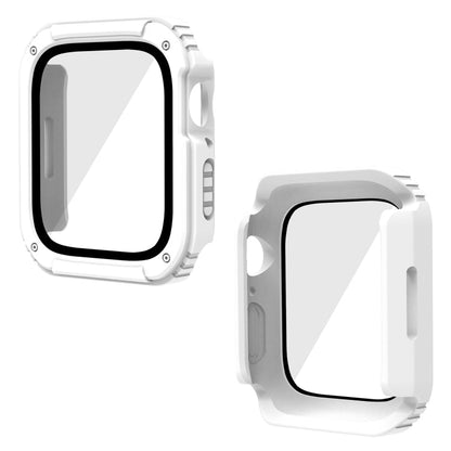 Skorter | 2 in 1 Screen Tempered Glass Film Protective Case for Apple Watch Series 6 / 5 / 4 / SE 40mm (White)