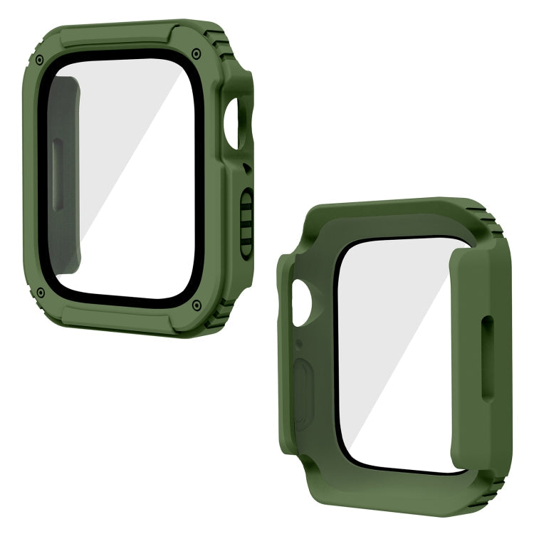 Skorter | 2 in 1 screen tempered glass film protective case for Apple Watch Series 3 & 2 & 1 42mm (Army green)