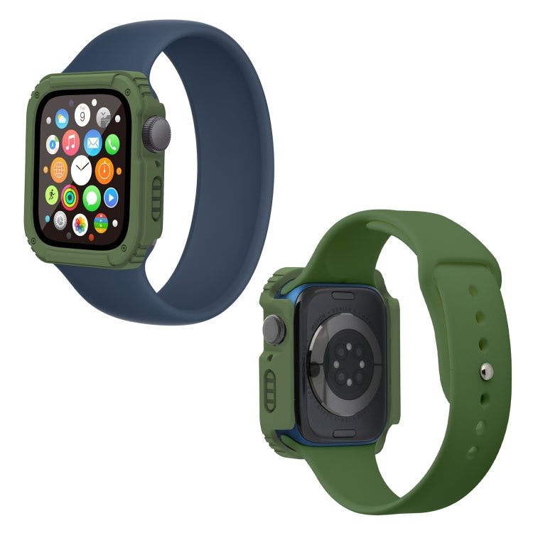 Skorter | 2 in 1 Screen Tempered Glass Film Protective Case for Apple Watch Series 3 & 2 & 1 38mm (Army Green)