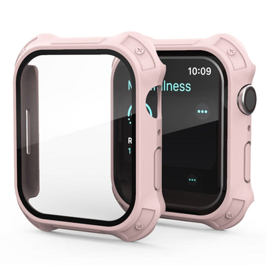Skorter | 2 in 1 Frosted PC Frame + Screen Tempered Glass Film Protective Case for Apple Watch Series 9 / 8 / 7 45mm (Pink)