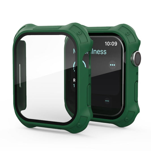 Skorter | 2 in 1 Frosted PC Frame + Screen tempered glass film protective case for Apple Watch Series 9 / 8 / 7 41mm (Green)