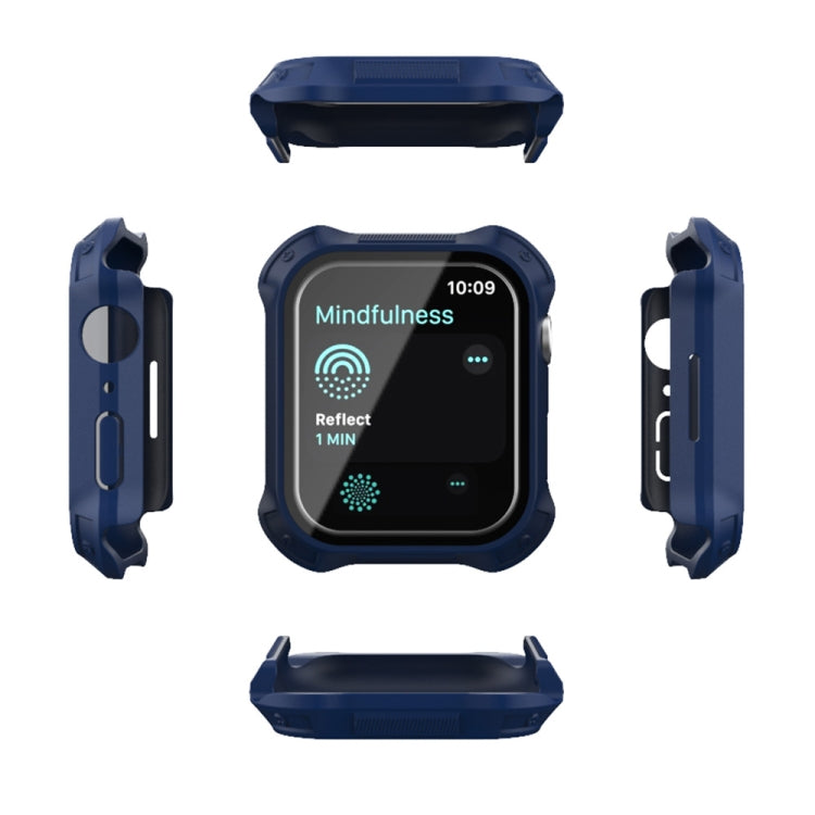Skorter | 2 in 1 Frosted PC Frame + Screen Tempered Glass Film Protective Case for Apple Watch Series 9 / 8 / 7 41mm (Blue)