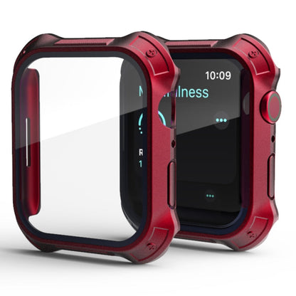 Skorter | 2 in 1 PC frame + screen tempered glass film protective case for Apple Watch Series 9 / 8 / 7 45mm (Red)
