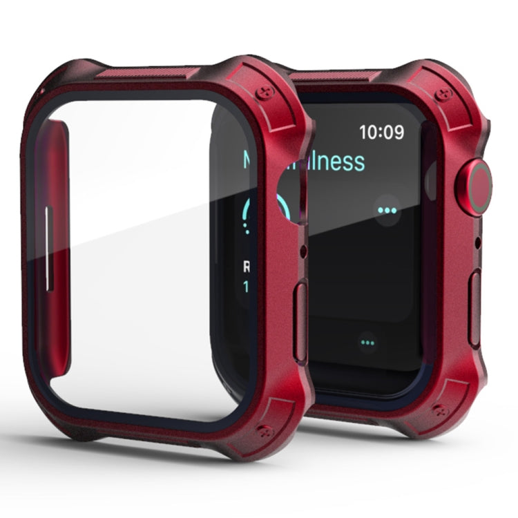 Skorter | 2 in 1 PC frame + screen tempered glass film protective case for Apple Watch Series 9 / 8 / 7 41mm (Red)