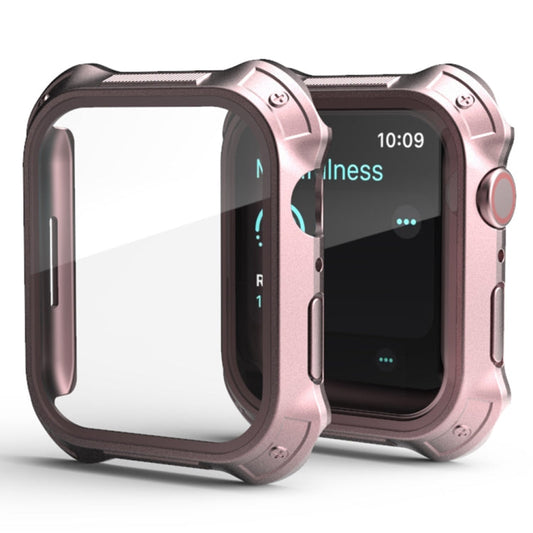 Skorter | 2 in 1 PC frame + screen tempered glass film protective cover for Apple Watch Series 9 / 8 / 7 41mm (Rose Gold)