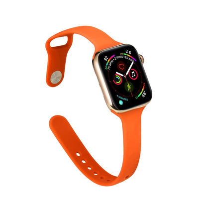 Skorter | For Apple Watch 5/4 44mm & 3/2/1 42mm Thin Silicone Watch Band (Orange)