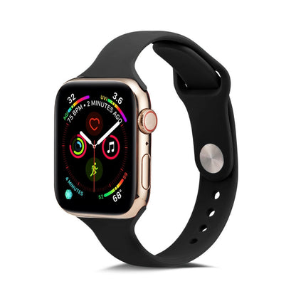 Skorter | For Apple Watch 5/4 44 mm & 3/2/1 42 mm Thin Silicone Band (Black)