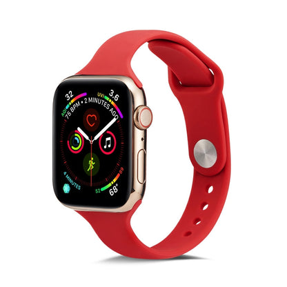 Skorter | For Apple Watch 5/4 44mm & 3/2/1 42mm Thin Silicone Watch Band (Camellia Red)