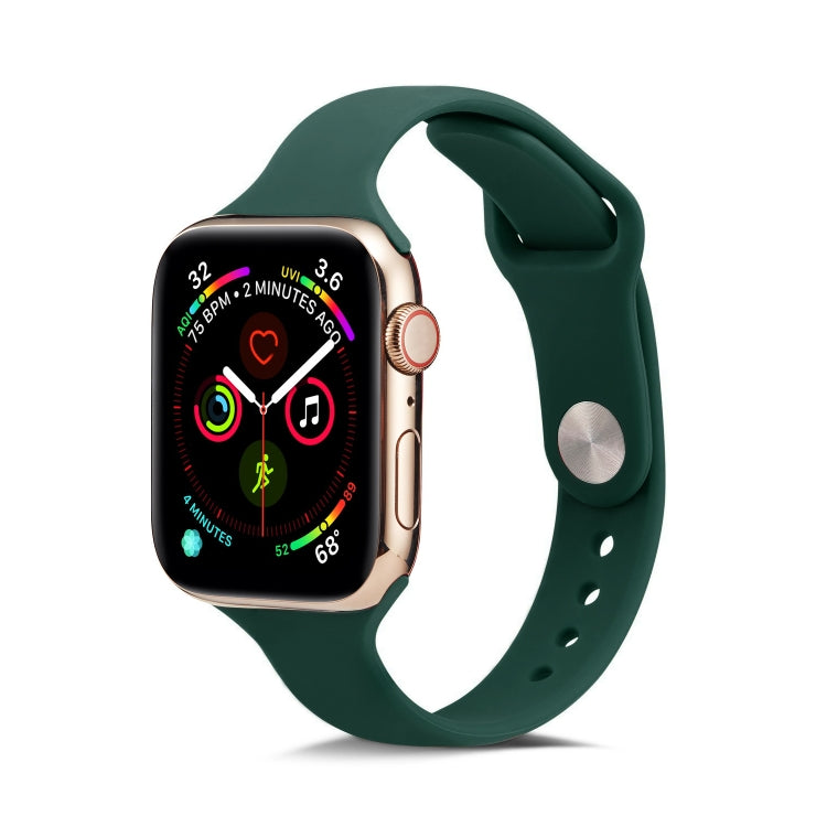 Skorter | For Apple Watch 5/4 44mm & 3/2/1 42mm Thin Silicone Watch Band (Dark Green)