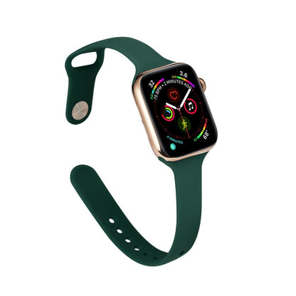 Skorter | For Apple Watch 5/4 44mm & 3/2/1 42mm Thin Silicone Watch Band (Dark Green)