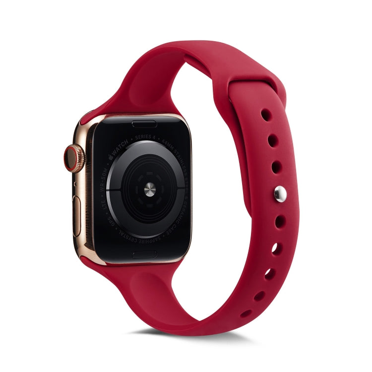 Skorter | For Apple Watch 5/4 40mm & 3/2/1 38mm Thin Silicone Watch Strap (Rose Red)