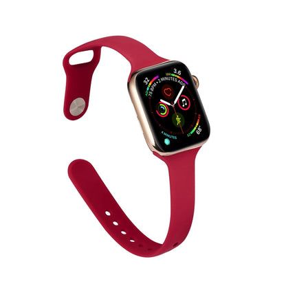 Skorter | For Apple Watch 5/4 40mm & 3/2/1 38mm Thin Silicone Watch Strap (Rose Red)