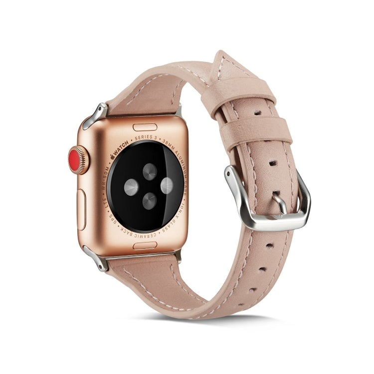 Skorter | For Apple Watch 5/4 44mm & 3/2/1 42mm Thin Leather Band (Pink)
