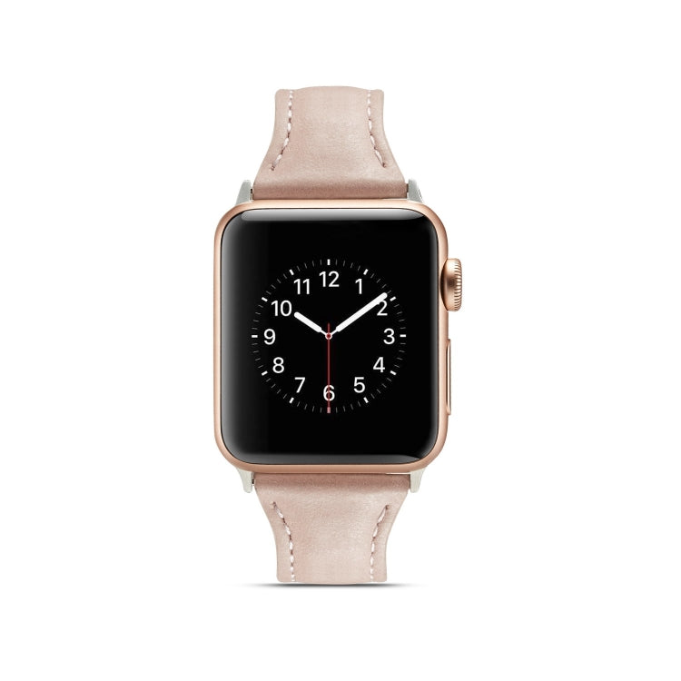 Skorter | For Apple Watch 5/4 44mm & 3/2/1 42mm Thin Leather Band (Pink)
