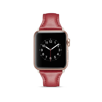 Skorter | For Apple Watch 5/4 44mm & 3/2/1 42mm Thin Leather Watch Band (Red)