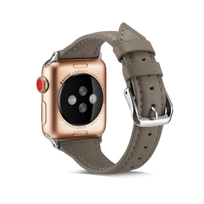 Skorter | For Apple Watch 5/4 44mm & 3/2/1 42mm Slim Leather Band (Gray)