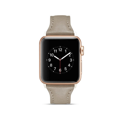 Skorter | For Apple Watch 5/4 44mm & 3/2/1 42mm Slim Leather Band (Gray)