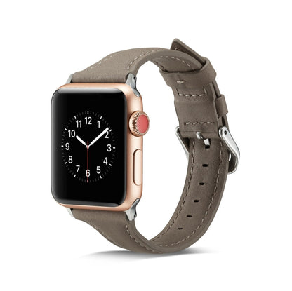 Skorter | For Apple Watch 5/4 44mm & 3/2/1 42mm Slim Leather Band (Gray)