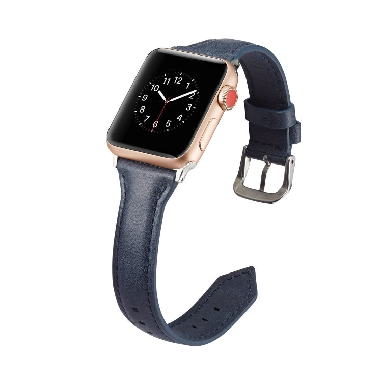 Skorter | For Apple Watch 5/4 44mm & 3/2/1 42mm Thin Leather Watch Strap (Blue)
