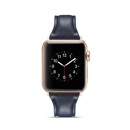 Skorter | For Apple Watch 5/4 44mm & 3/2/1 42mm Thin Leather Watch Strap (Blue)