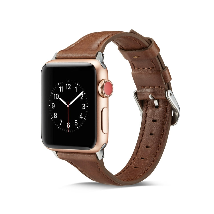 Skorter | For Apple Watch 5/4 44mm & 3/2/1 42mm Thin Leather Strap (Dark Brown)