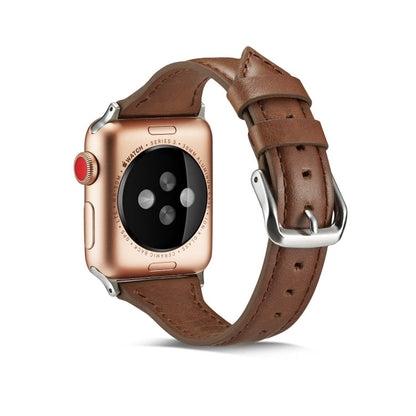 Skorter | For Apple Watch 5/4 44mm & 3/2/1 42mm Thin Leather Strap (Dark Brown)