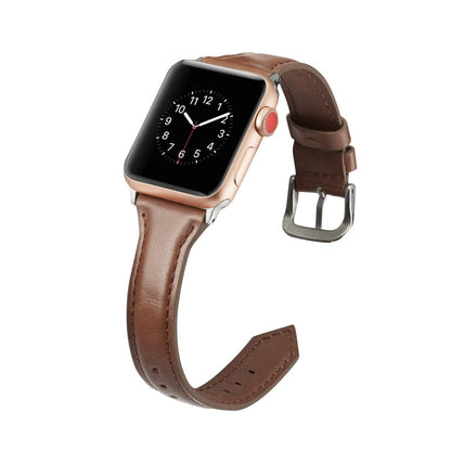 Skorter | For Apple Watch 5/4 44mm & 3/2/1 42mm Thin Leather Strap (Dark Brown)