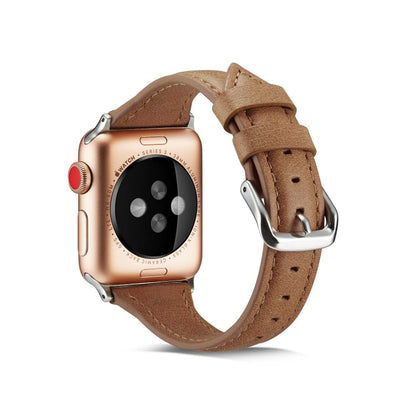 Skorter | For Apple Watch 5/4 44mm & 3/2/1 42mm Thin Leather Watch Strap (Brown)